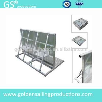 Heavy duty aluminum crowd control barrier, folding crowd barricade for events