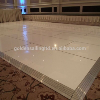 silver edging frame white paint dance floor