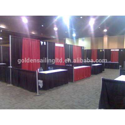 display booth pipe and drape, black & red fabric collocation